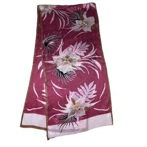 Oscar De La Renta silk floral rectangular scarf 14.5 in x 62 in orchid, Asian